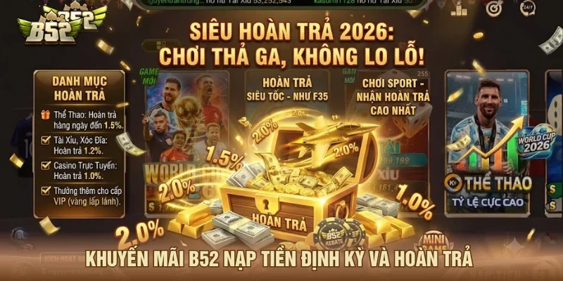 Khuyến mãi B52 hoàn trả vô cùng hấp dẫn